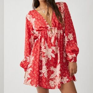 Free People Soli Mini Dress in Floral Combo Size Large NWOT